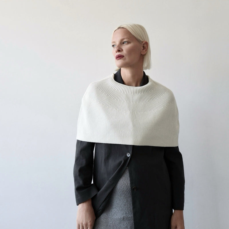 Cream Mohair Wool Knitted Cape
