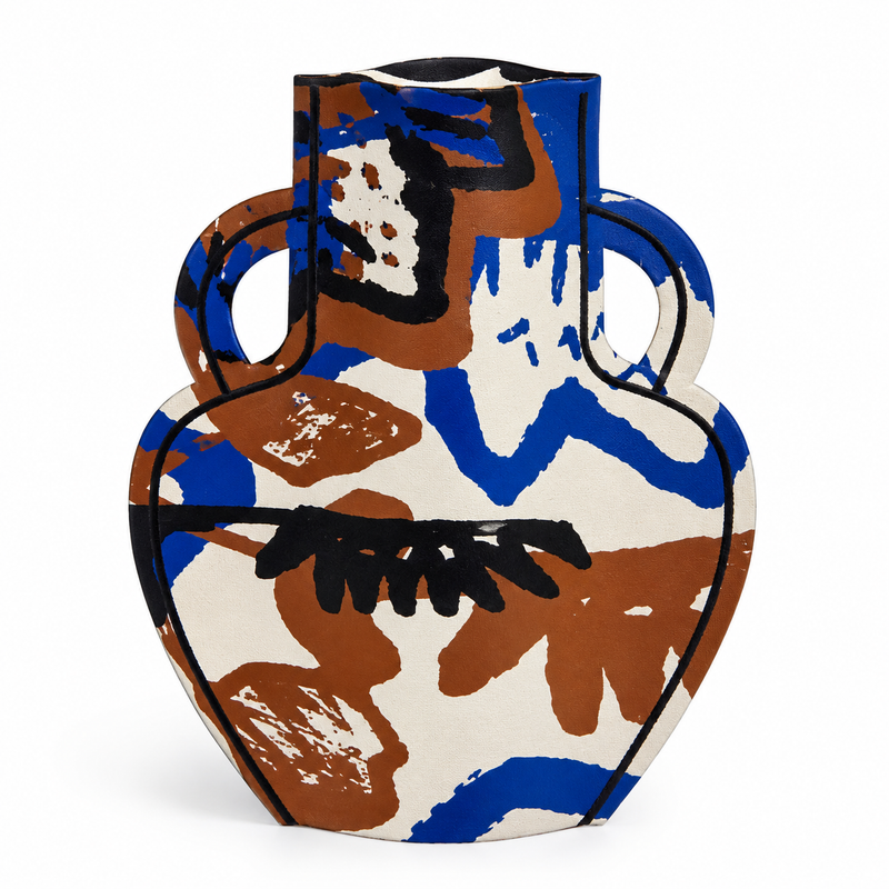 M2P Crete Amphora Large Vase Black Blue Clay