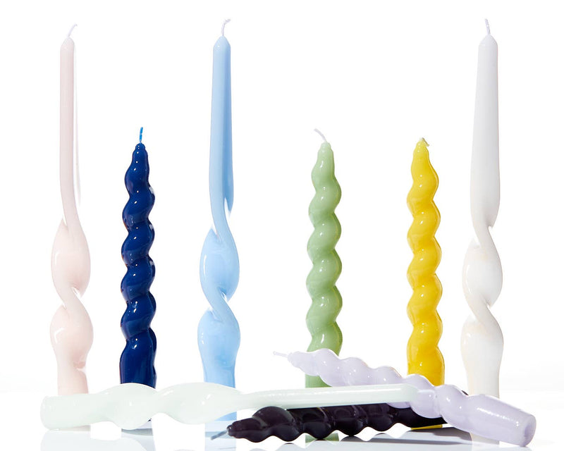 MÆGEN Spiral Taper Candles Three Pack In Navy