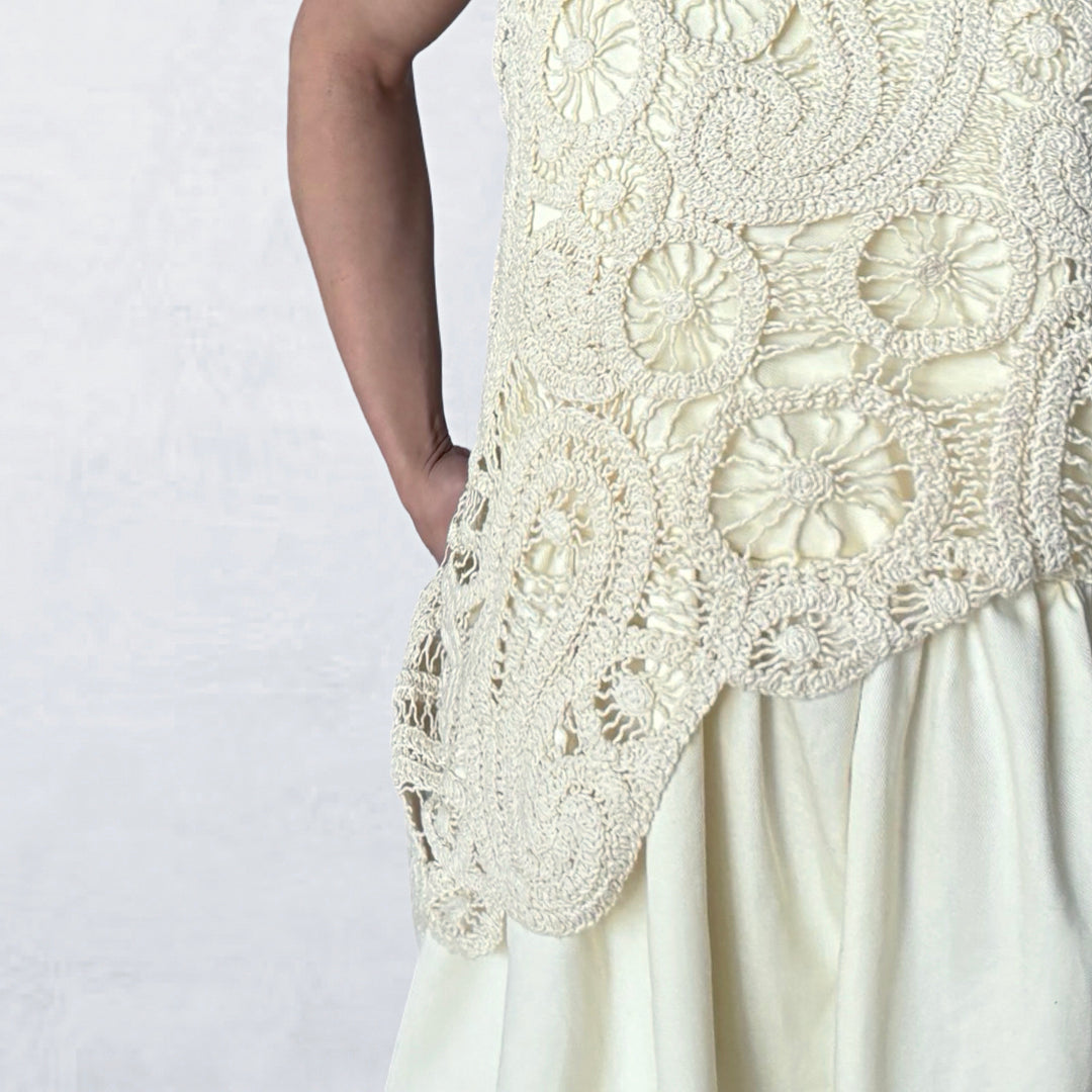 Cream crochet maxi cotton dress