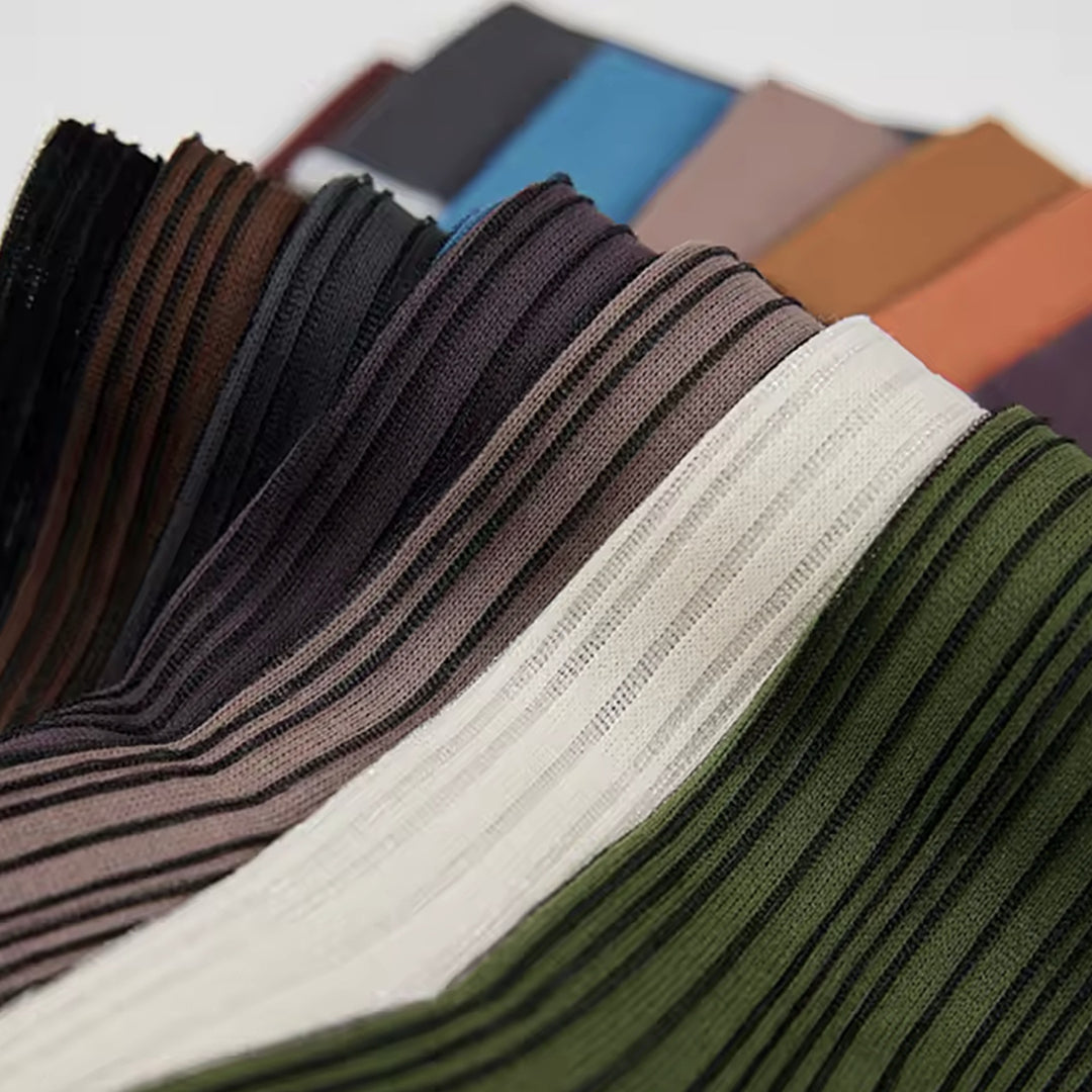 Color Block Brown Orange Thin Socks