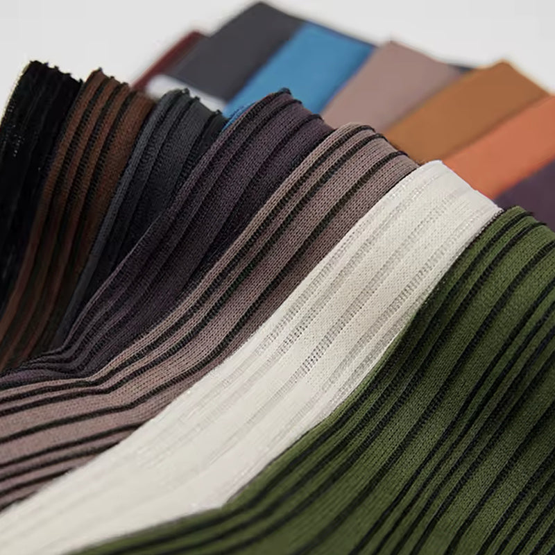 Color Block Brown Orange Thin Socks