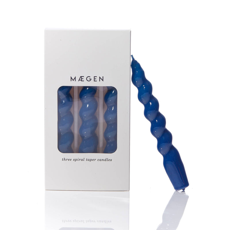 MÆGEN Spiral Taper Candles Three Pack In Navy