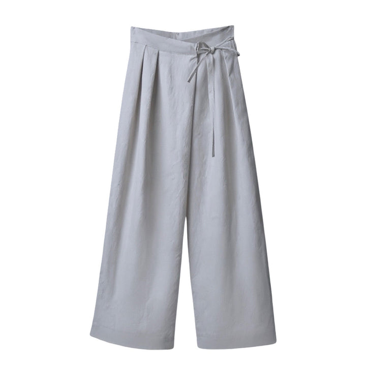 Light grey technical culottes with wrap detail