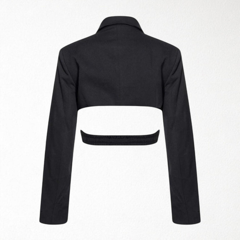 Reworked Black Blazer With Wrap Detail And Cut Out Back