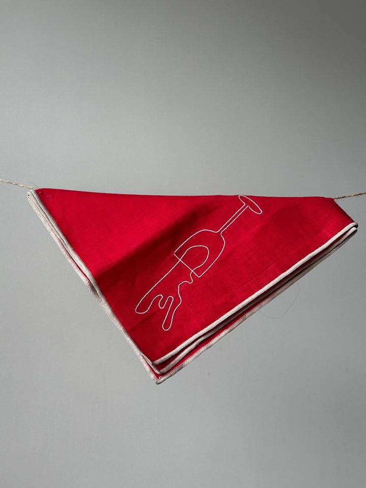 Linen Blend Napkins - Wine Embroidery (Set of 2)