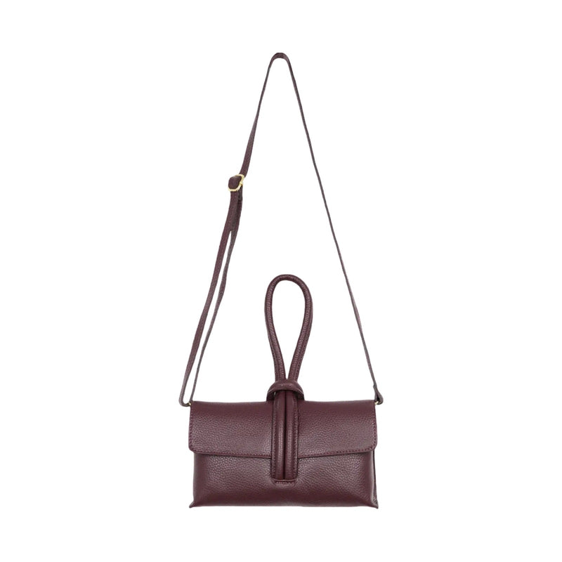 Burgundy Leather Loop Clutch Bag