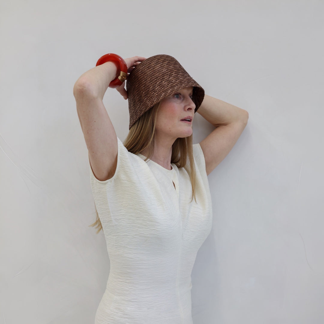 Beige Crinkled A Line Dress