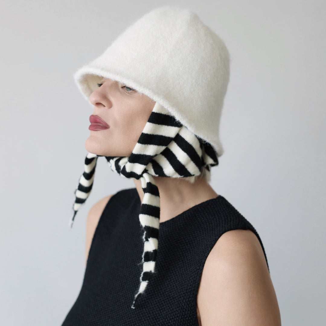Striped Wool Small Triangle Knitted Scarf