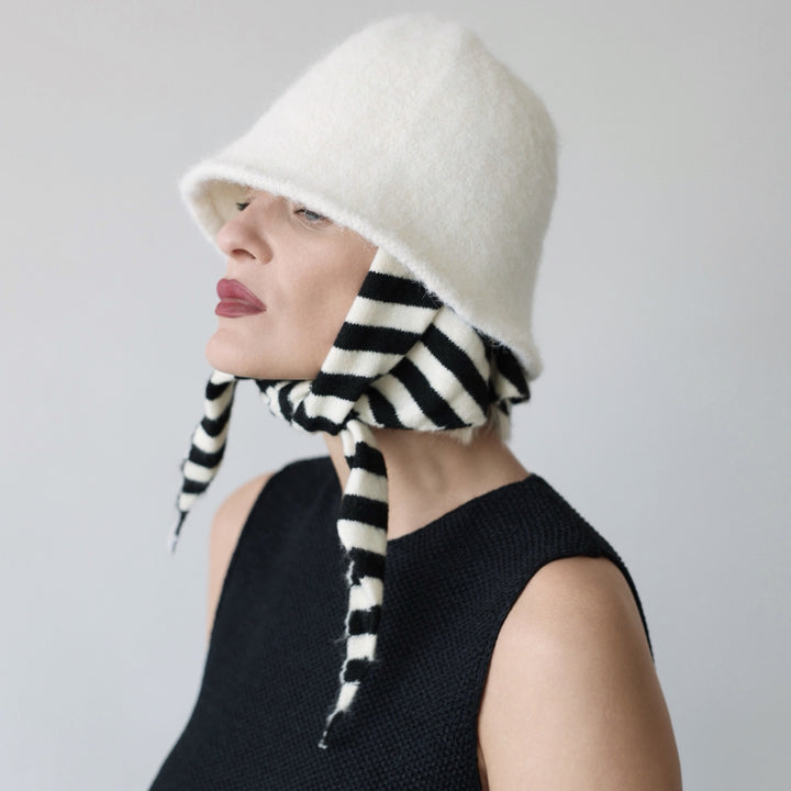 Striped Wool Small Triangle Knitted Scarf