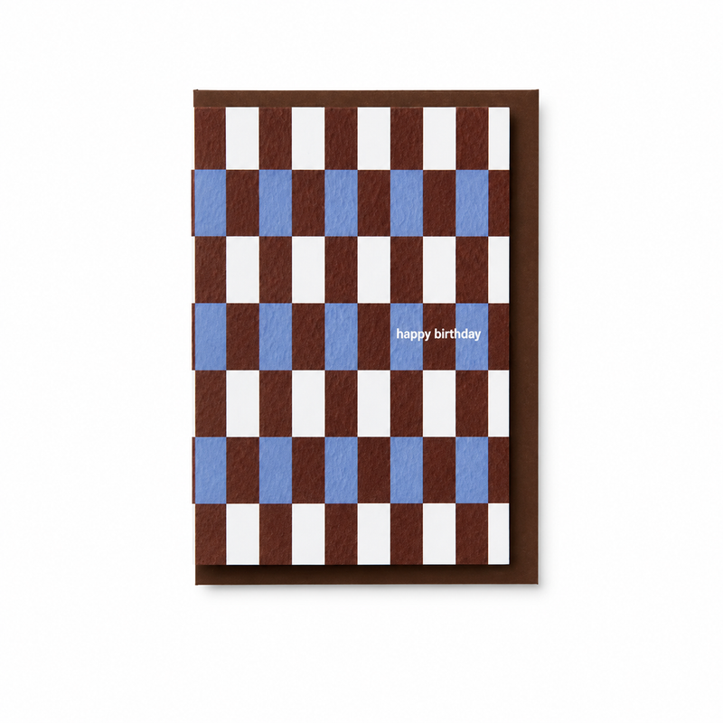 Kinshipped Happy Birthday Blue/Burgundy Brugge Tile Card