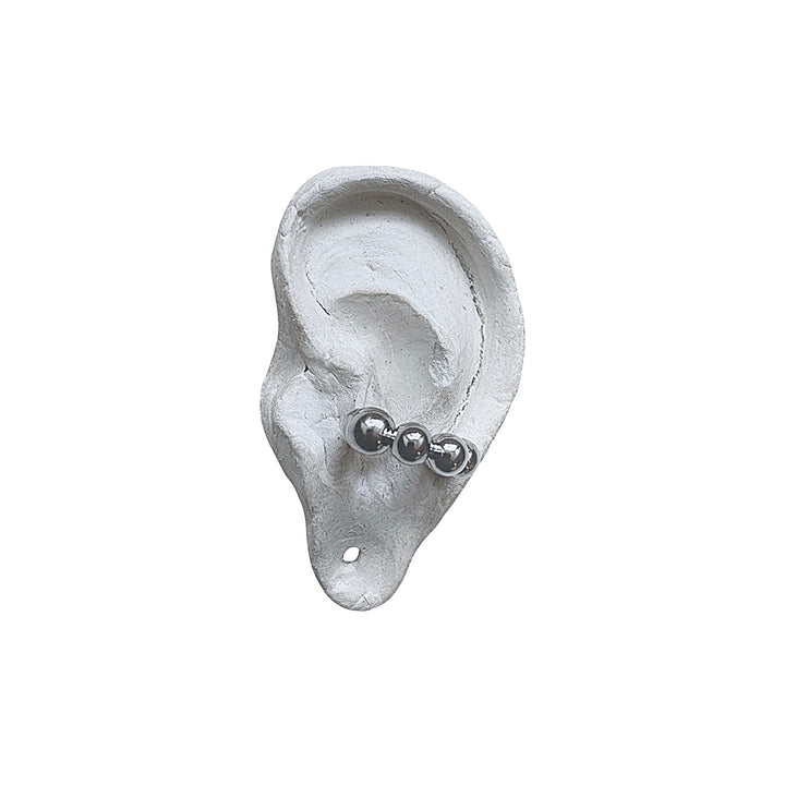 Silver C Shaped Hoop Ball Clip Earrings