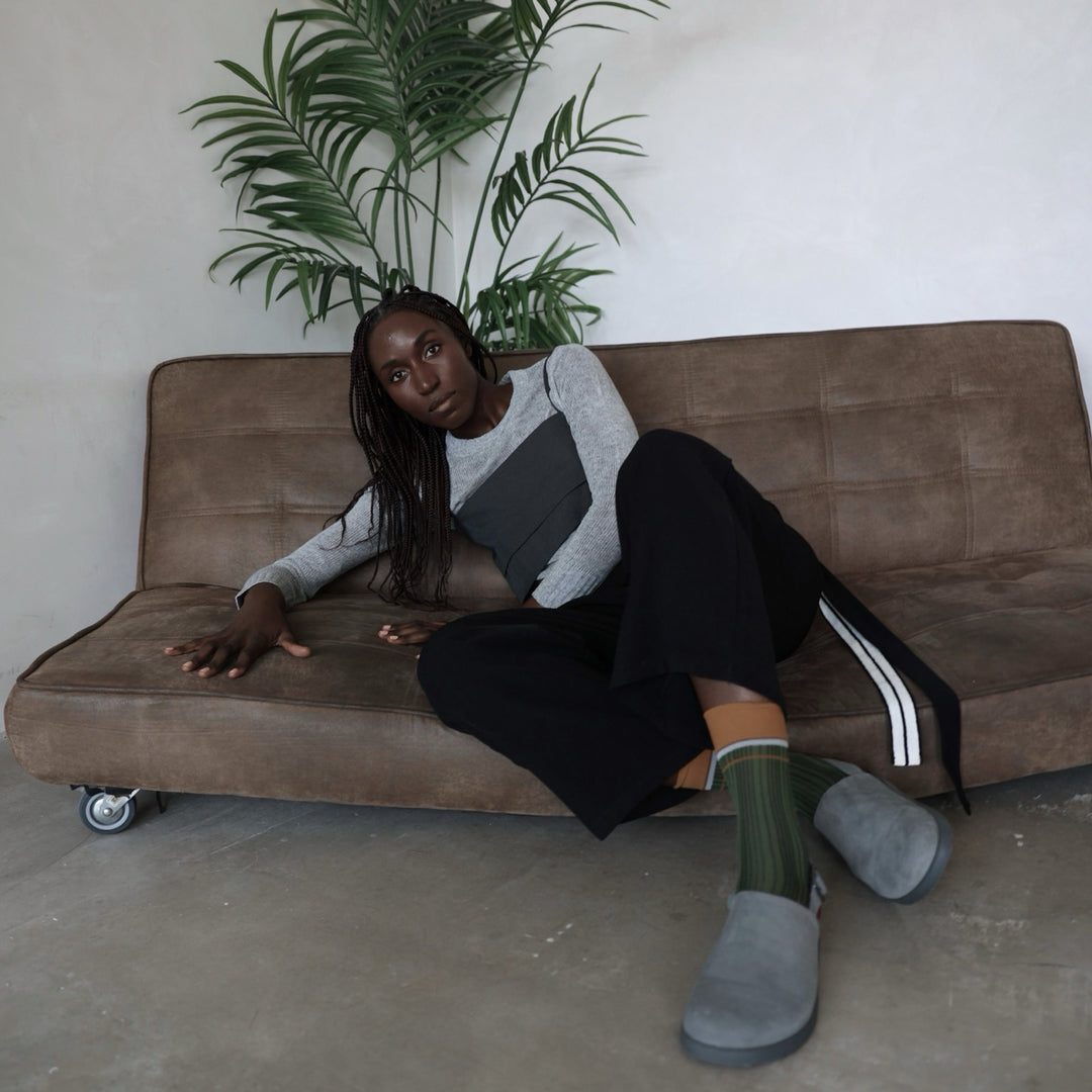 Color Block Green Orange Thin Socks