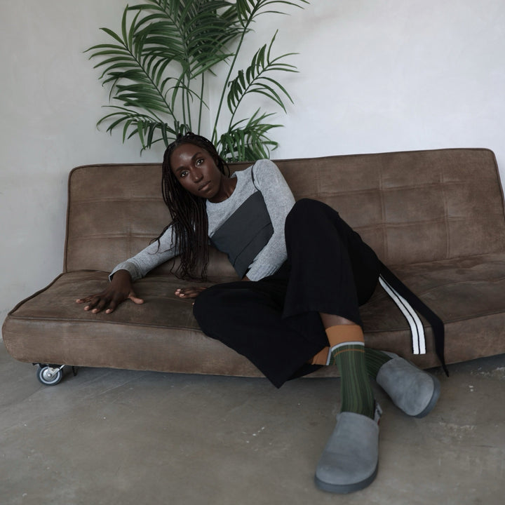Color Block Green Orange Thin Socks