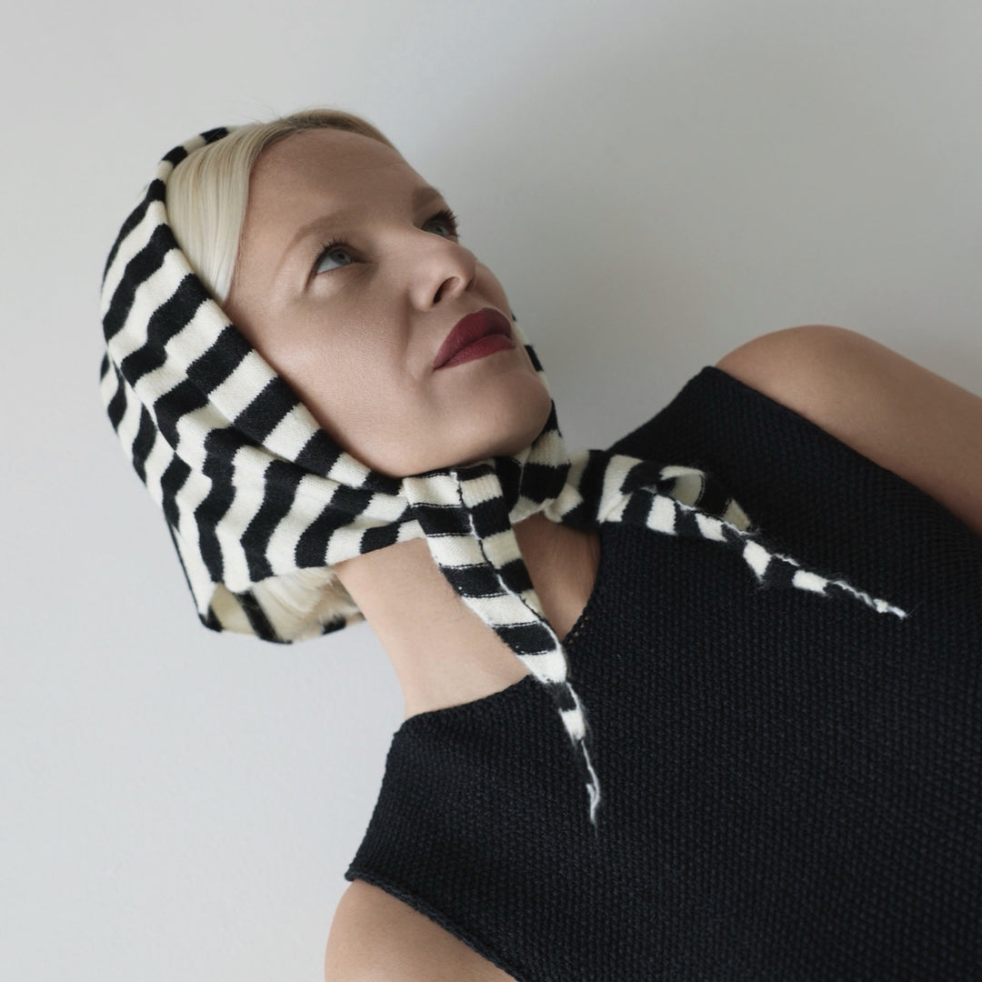 Striped Wool Small Triangle Knitted Scarf