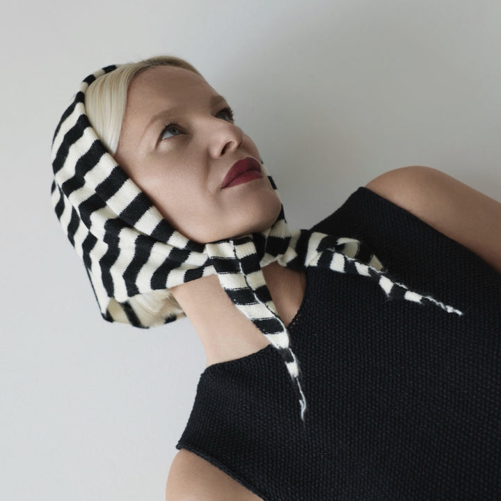 Striped Wool Small Triangle Knitted Scarf