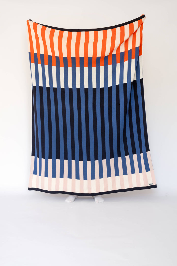 Cotton Knit Throw Blanket: Studie Navy