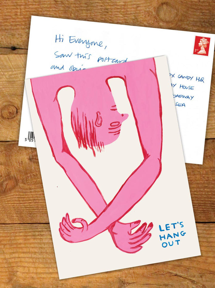 Funny A6 Art Postcard By David Shrigley - Let's Hang Out