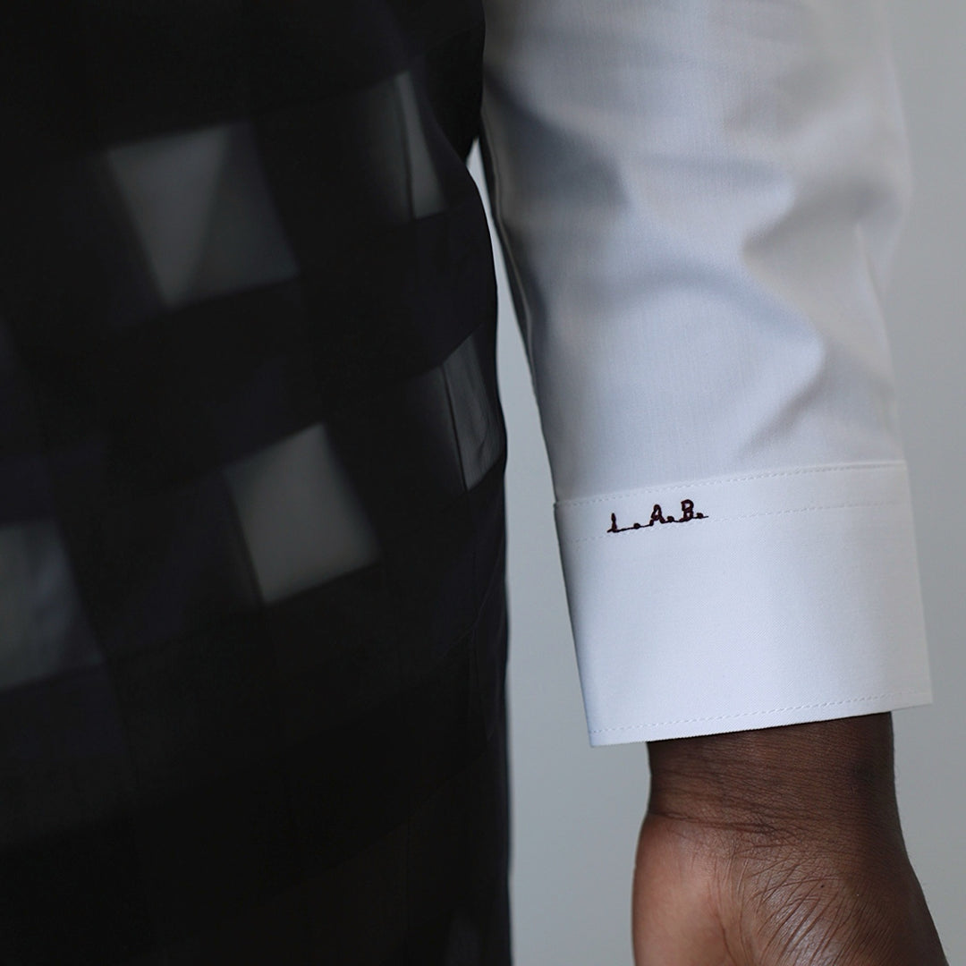 White bamboo shirt with hidden buttons