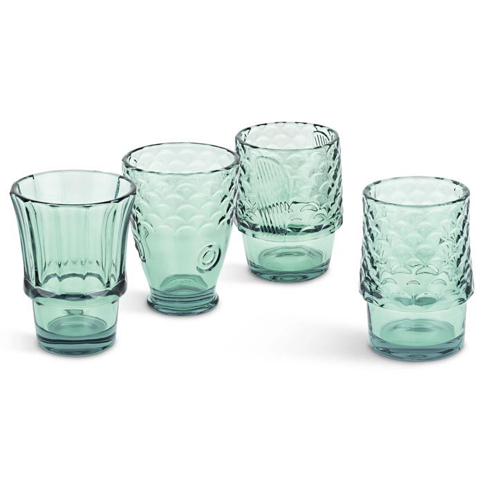 Uberstar Fish Stacking Drinking Glass Green Set of Four