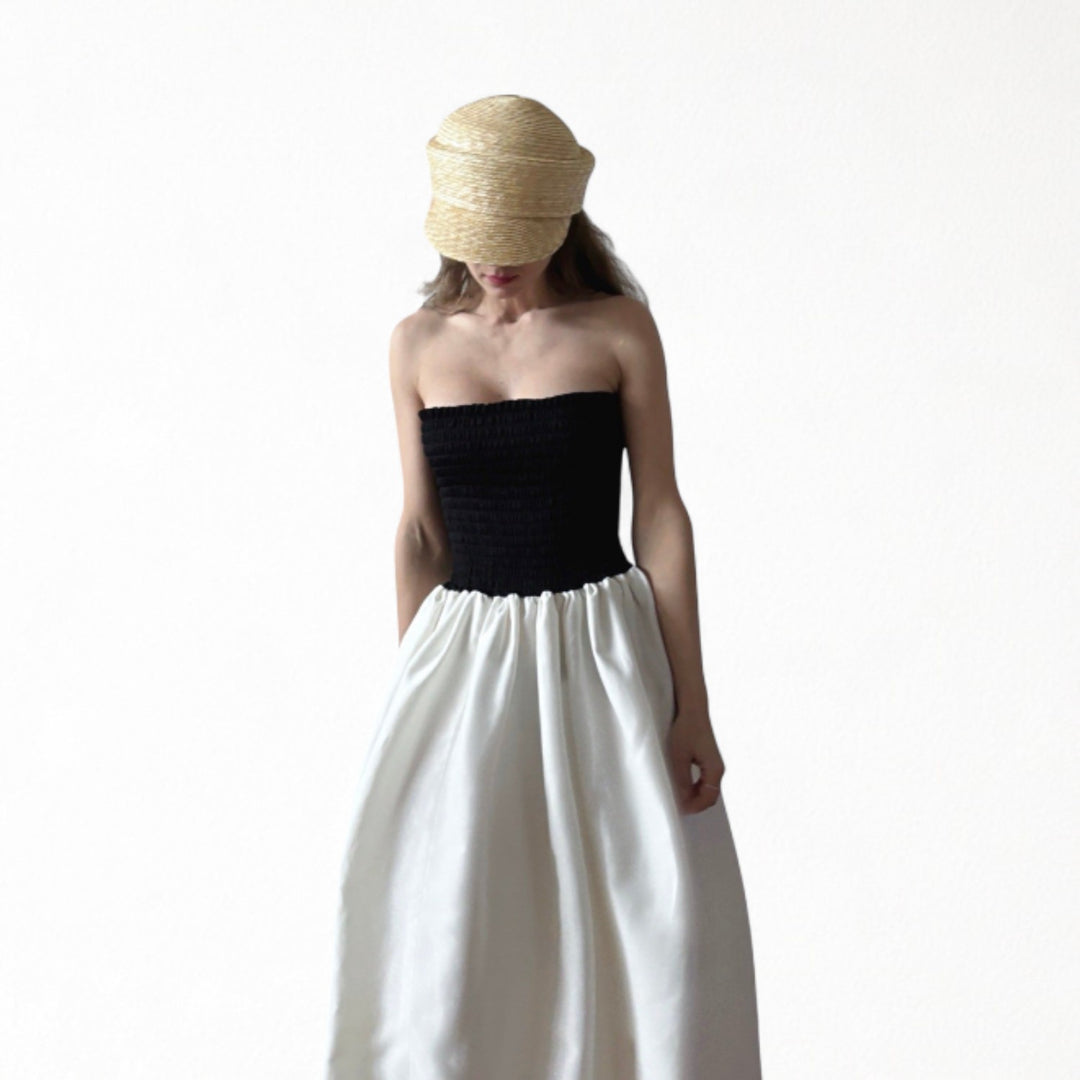 Smocked black and white balloon multi-wear skirt or dress
