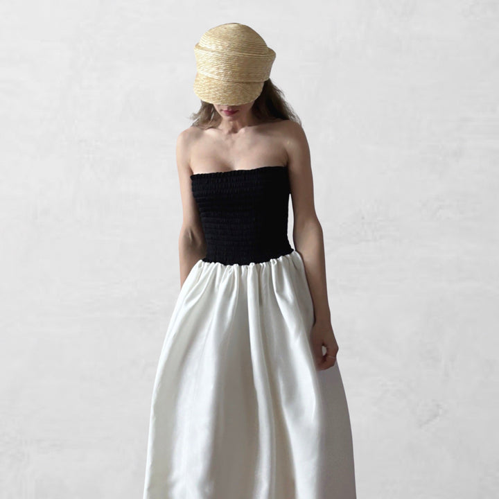 Smocked black and white balloon multi-wear skirt or dress