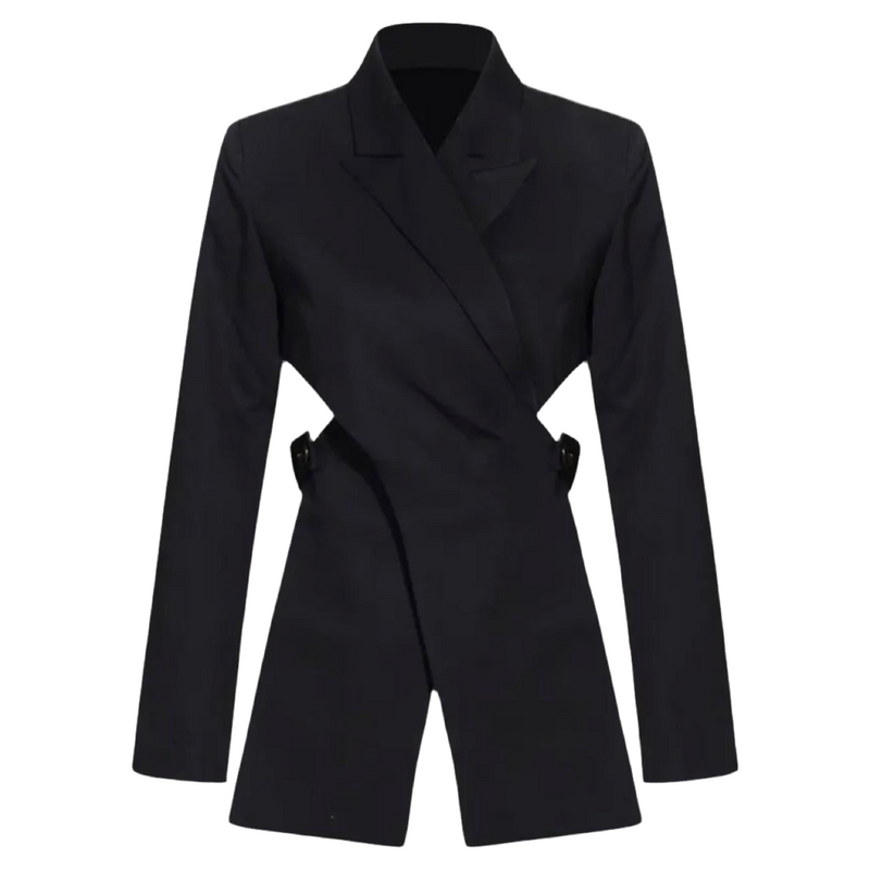 Reworked Black Blazer With Wrap Detail And Cut Out Back