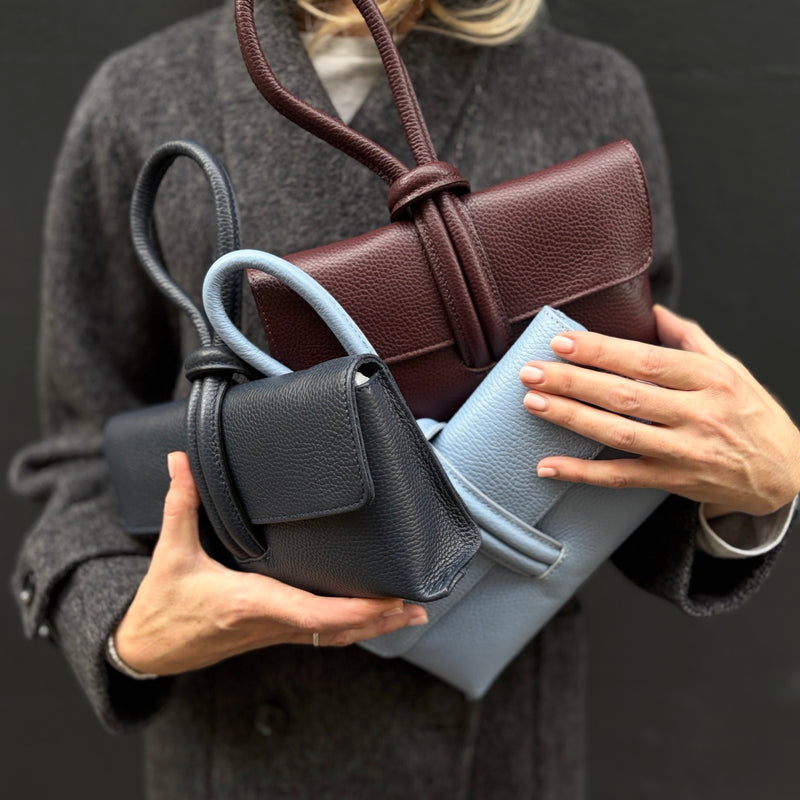 Burgundy Leather Loop Clutch Bag