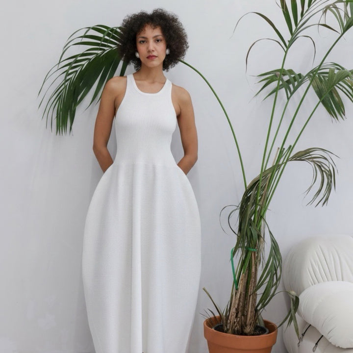 White Knitted Maxi Dress