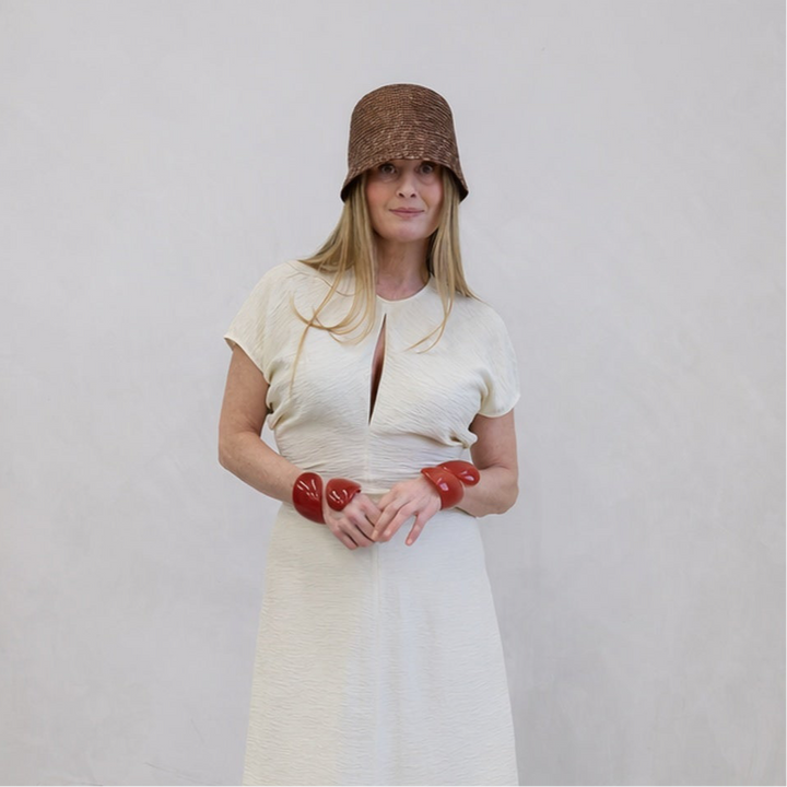 Beige Crinkled A Line Dress