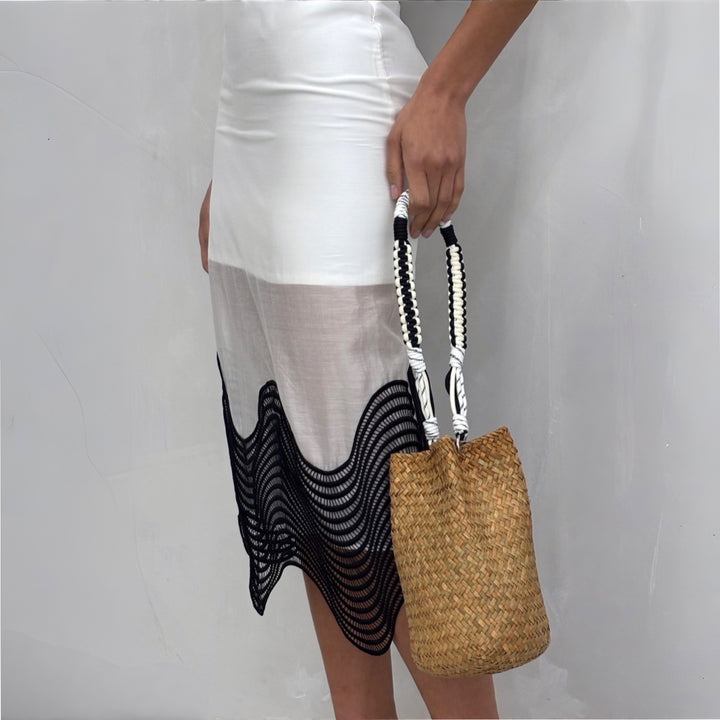 Woven Straw Bucket Bag With Braided Strap
