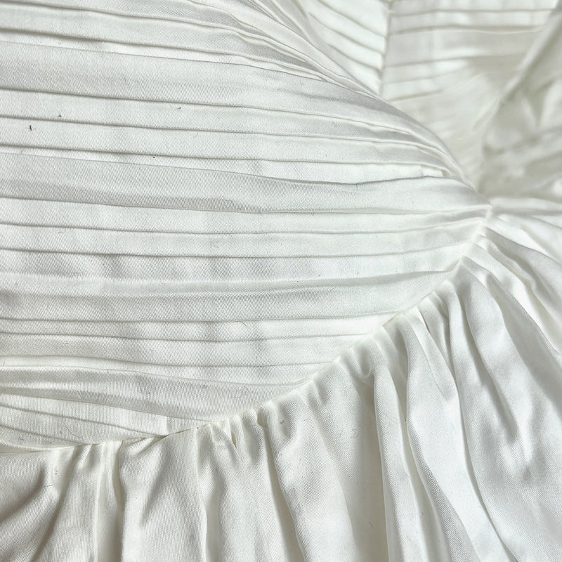 White Ruched Mini Dress With Corset Top And Black Application
