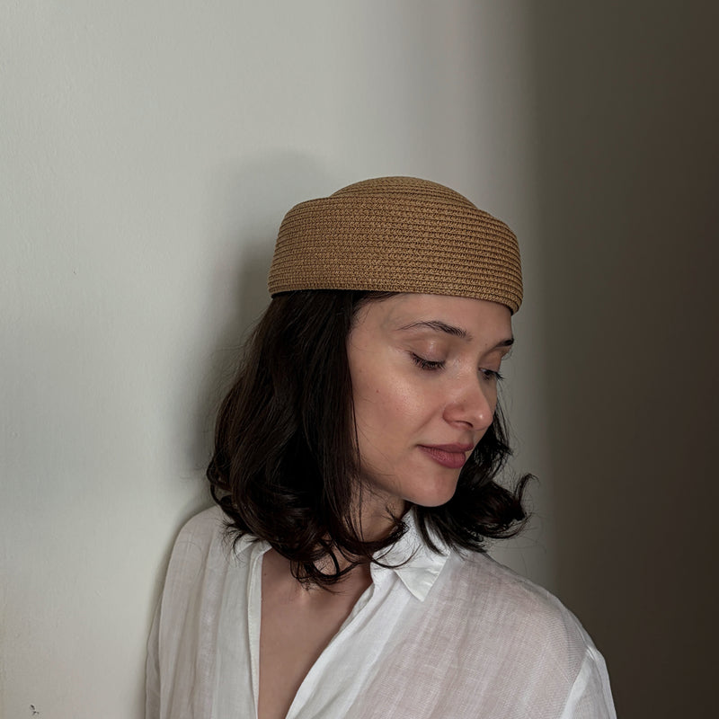 Natural Straw Pillbox Hat