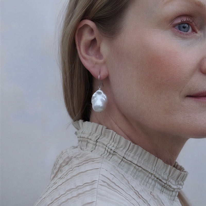 Irregular Freshwater Pearl Drop Earrings
