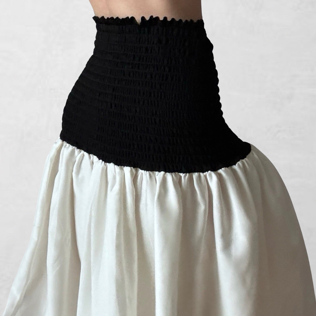 Smocked black and white balloon multi-wear skirt or dress