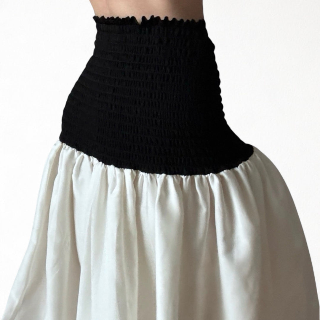 Smocked black and white balloon multi-wear skirt or dress