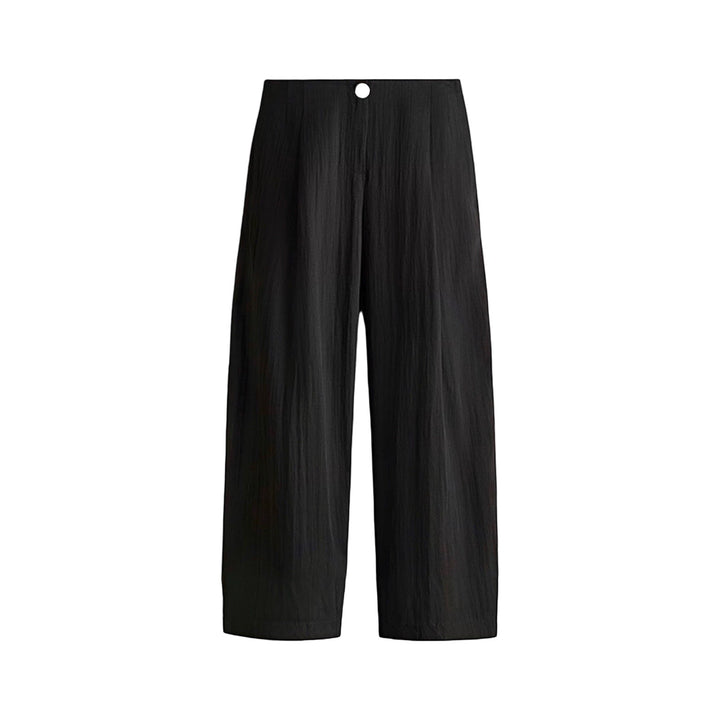 Black Crinkled Ankle Trousers