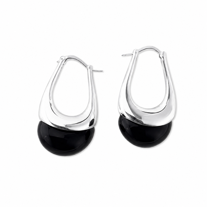 Silver and Black Earrings