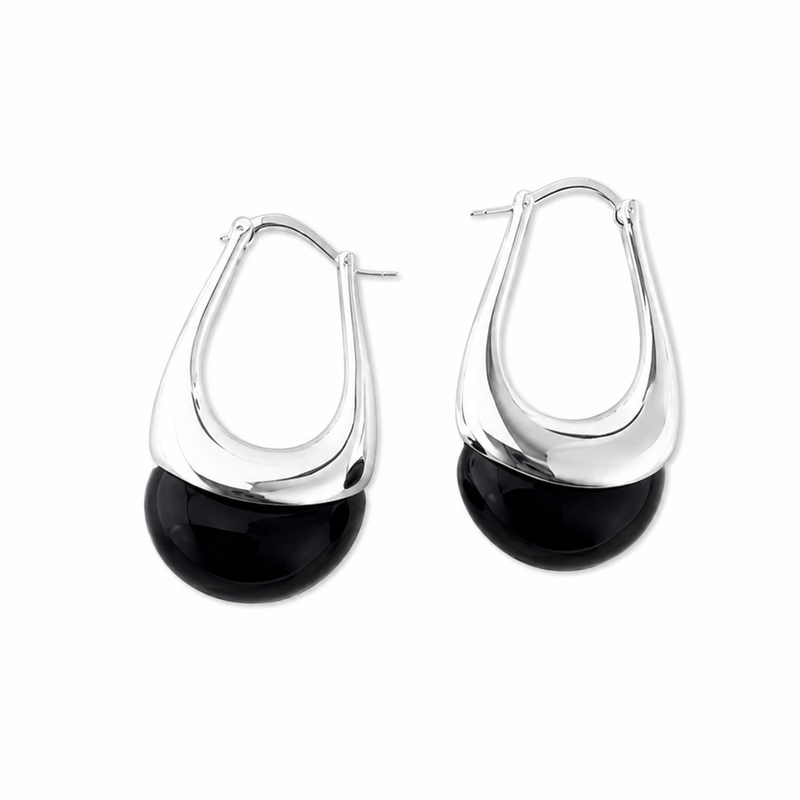 Silver and Black Earrings