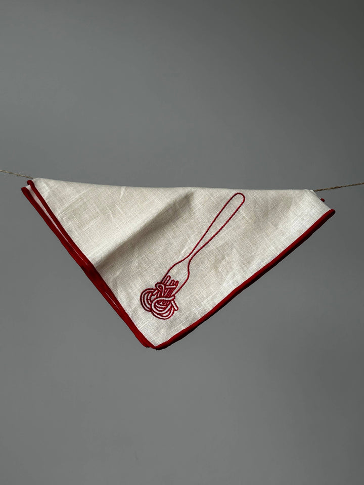 Linen Blend Napkins - Spaghetti Embroidery (Set of 2)