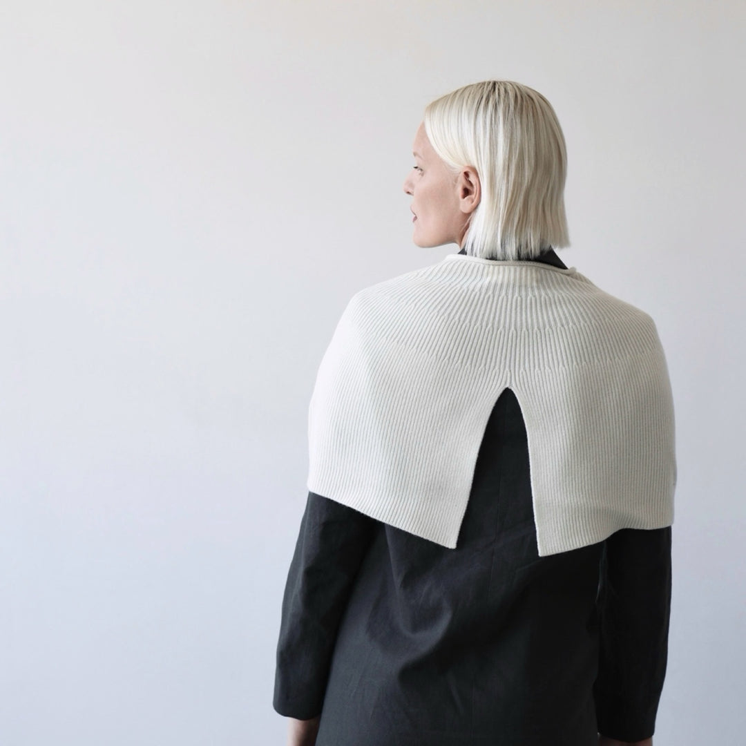 Cream mohair wool knitted cape