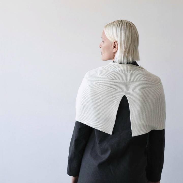 Cream mohair wool knitted cape