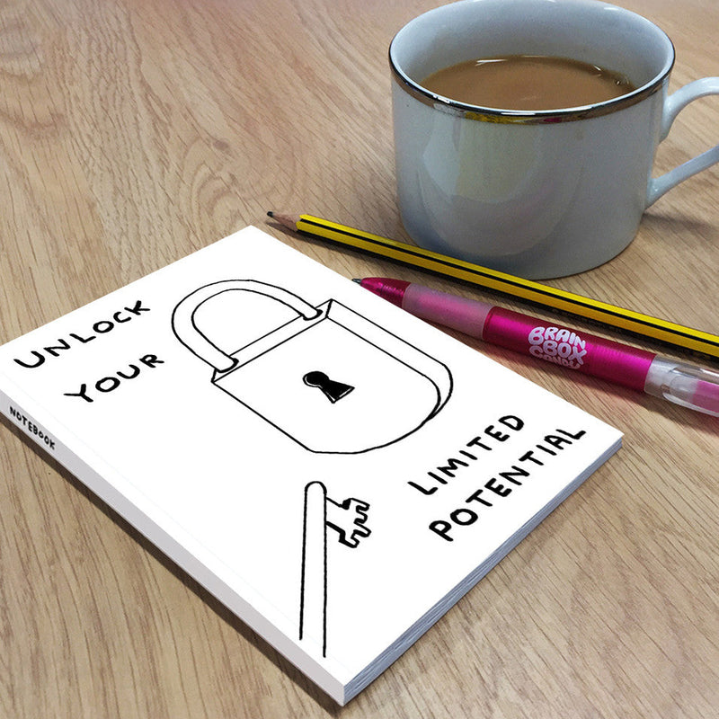 David Shrigley Funny Unlock Your Limited Potential A6 Notebook