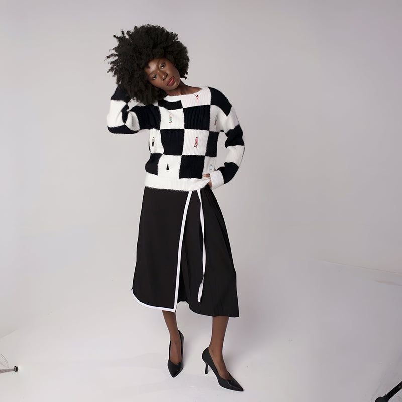 Black Asymmetrical Culottes Trousers With Wrap Detail