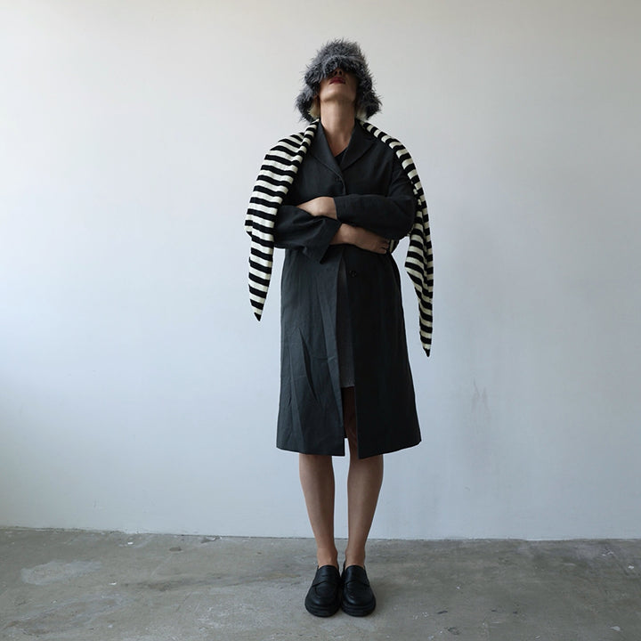 Striped Wool Large Triangle Knitted Scarf