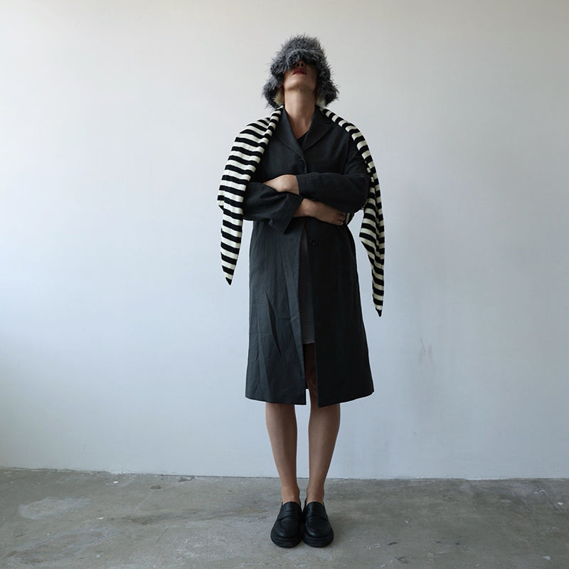 Striped Wool Large Triangle Knitted Scarf