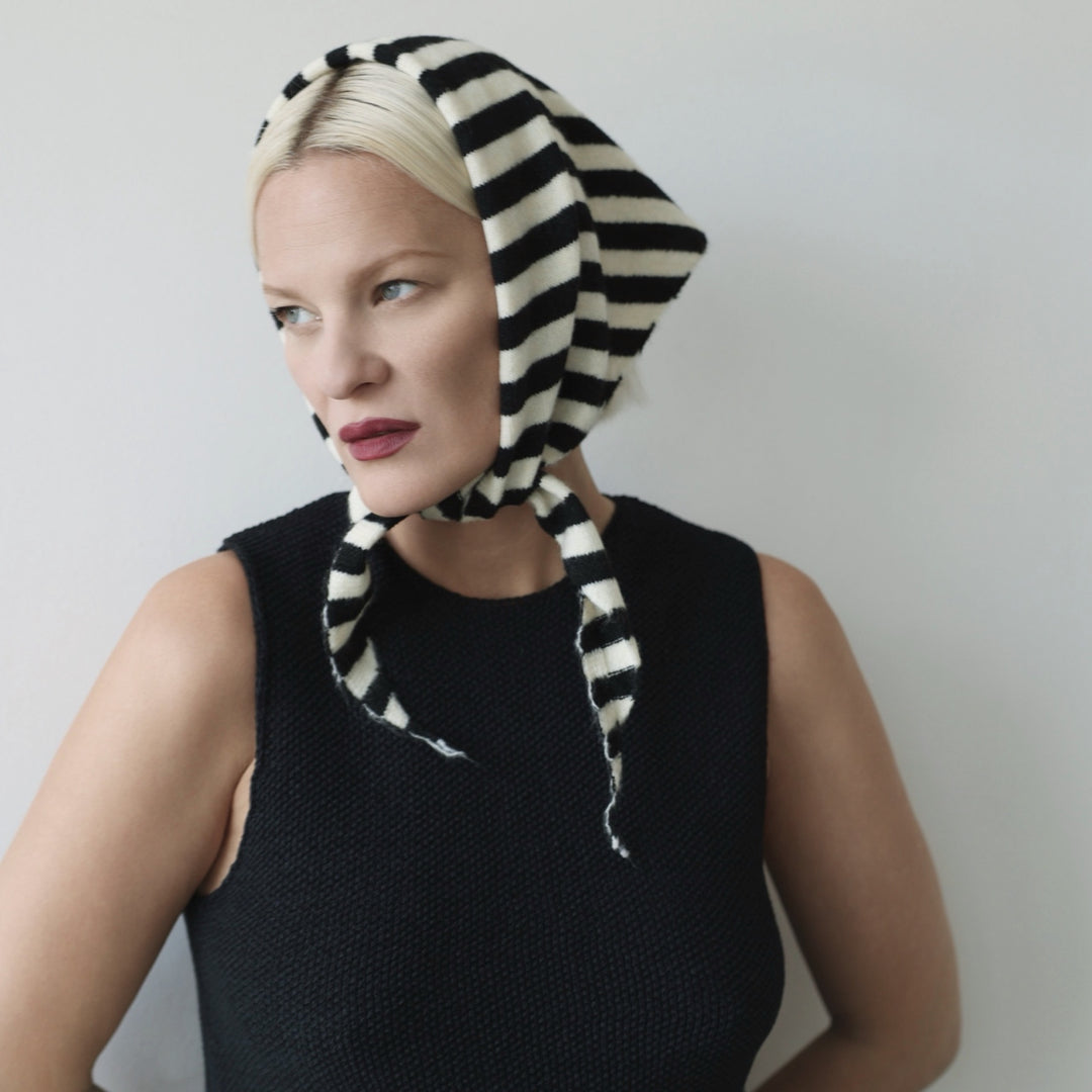 Striped Wool Small Triangle Knitted Scarf