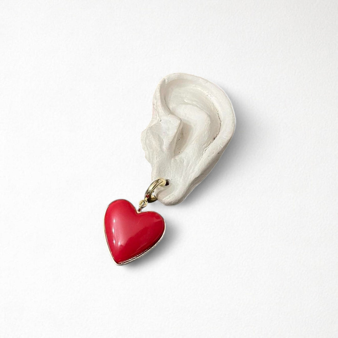 Red heart chandelier earrings