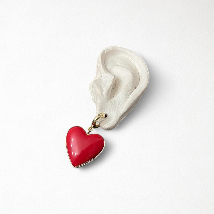 Red heart chandelier earrings