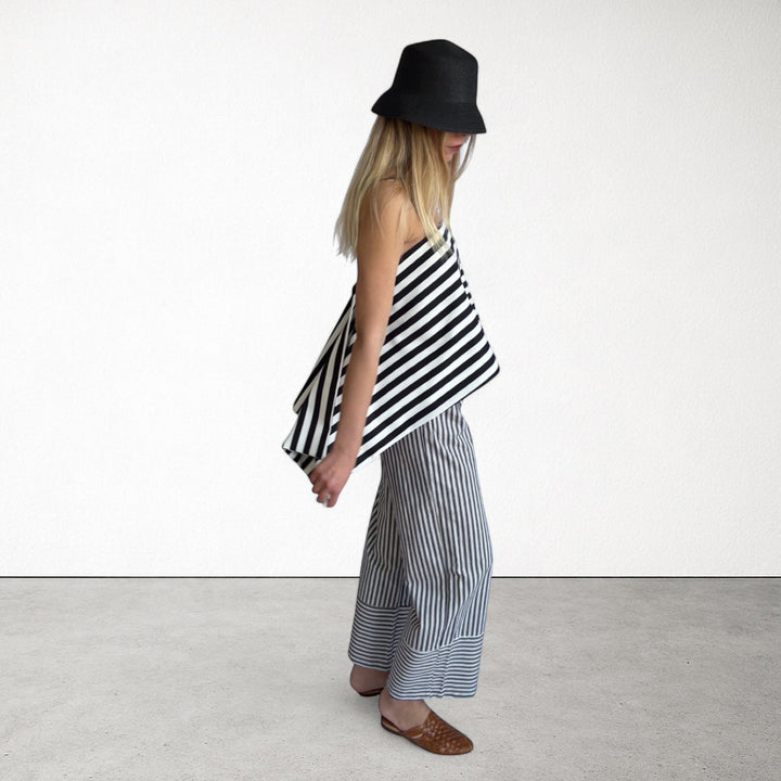 Striped multi-wear top or apron skirt layer